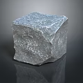 Rough Gray Natural Stone Block With Textured Surface On Dark Background And Reflection 3d model