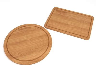 Natural Wood Cutting Boards Round And Rectangular Kitchenware For Home Use 3d model
