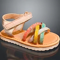 Comfortable Children's Sandals With Colorful Straps Beige Upper Sole And Buckle Design