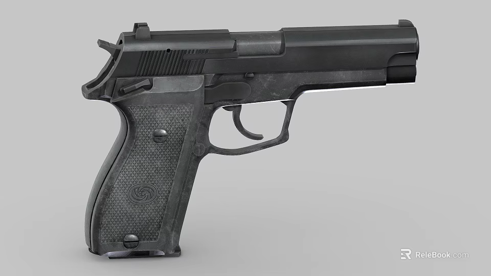 Black Semi Automatic Pistol With Textured Grip And Metallic Finish Design 3d model 