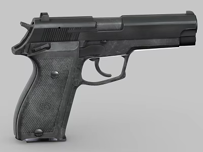 Black Semi Automatic Pistol With Textured Grip And Metallic Finish Design 3d model