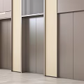 Three Elevator Doors In Modern Design With Metal Finish And Beige Walls
