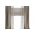 Elegant Modern Curtains With Neutral Tone Sheer Panels And Window Roller Blinds 3d model