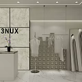 Modern Clothing Store With White Clothes Racks Mannequins Glass Partitions Marble Floor And Pendant Lights