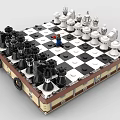 Creative Building Blocks Chess Set With Black White Pieces Minifigure And Wheeled Base