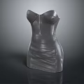 Gray Strapless Fitted Dress With Sleek Material And Modern Design