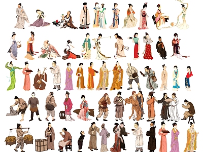 Ancient Lady Figure Court Figures Traditional Figures Many People Classical Hanfu Figures model