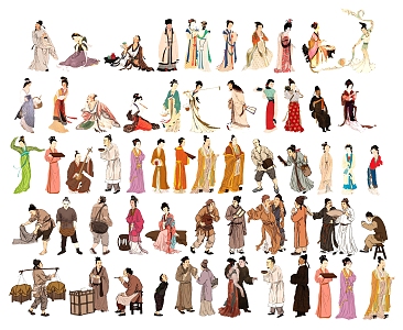 Ancient Lady Figure Court Figures Traditional Figures Many People Classical Hanfu Figures 3d model