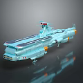 Light Blue Sci Fi Spaceship Model With Detailed Structure And Reflective Base