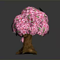 Artistic Decorative Tree With Vibrant Pink Flowers And Lush Green Leaves