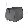 Gray Fabric Sofa Stool With Purple Trim And Purple Handle For Home Decor