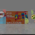 2021 Jiji Park Life Awards Photo Check In Spot With Welcome And Colorful Geometric Decorations