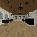 Classic Beauty Hair Salon Interior With Green Chairs Black Styling Chairs Chandeliers And Wooden Flooring