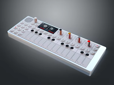 Professional Audio Mixer Console With Multiple Faders Knobs And Display Screen 3d model
