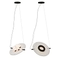 Modern Circular Chandelier with Marble White Shade and Light Bulbs Design