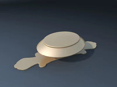 Modern Beige Dinnerware Set With Smooth Round Plate And Decorative Handles 3d model