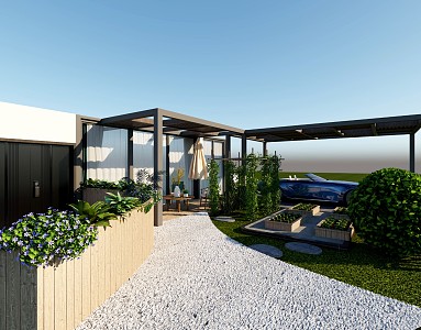 Modern Garden Balcony 3d model