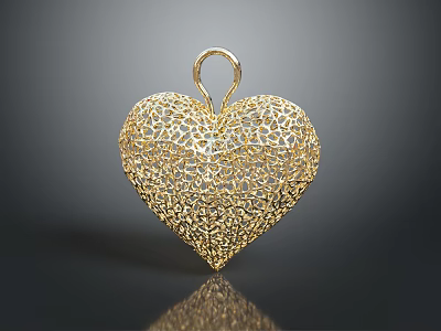 Delicate Golden Heart Shaped Hollow Design Pendant Clothing Accessory For Fashion 3d model