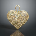 Delicate Golden Heart Shaped Hollow Design Pendant Clothing Accessory For Fashion