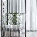 Modern Interior Partition Design With Striped Glass And Grid Patterns 3d model