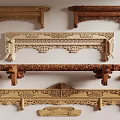 Traditional Chinese Wooden Carved Components With Intricate Patterns And Decorative Motifs