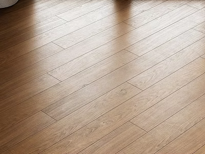 Warm Brown Wooden Flooring With Natural Grain And Glossy Surface In Light 3d model