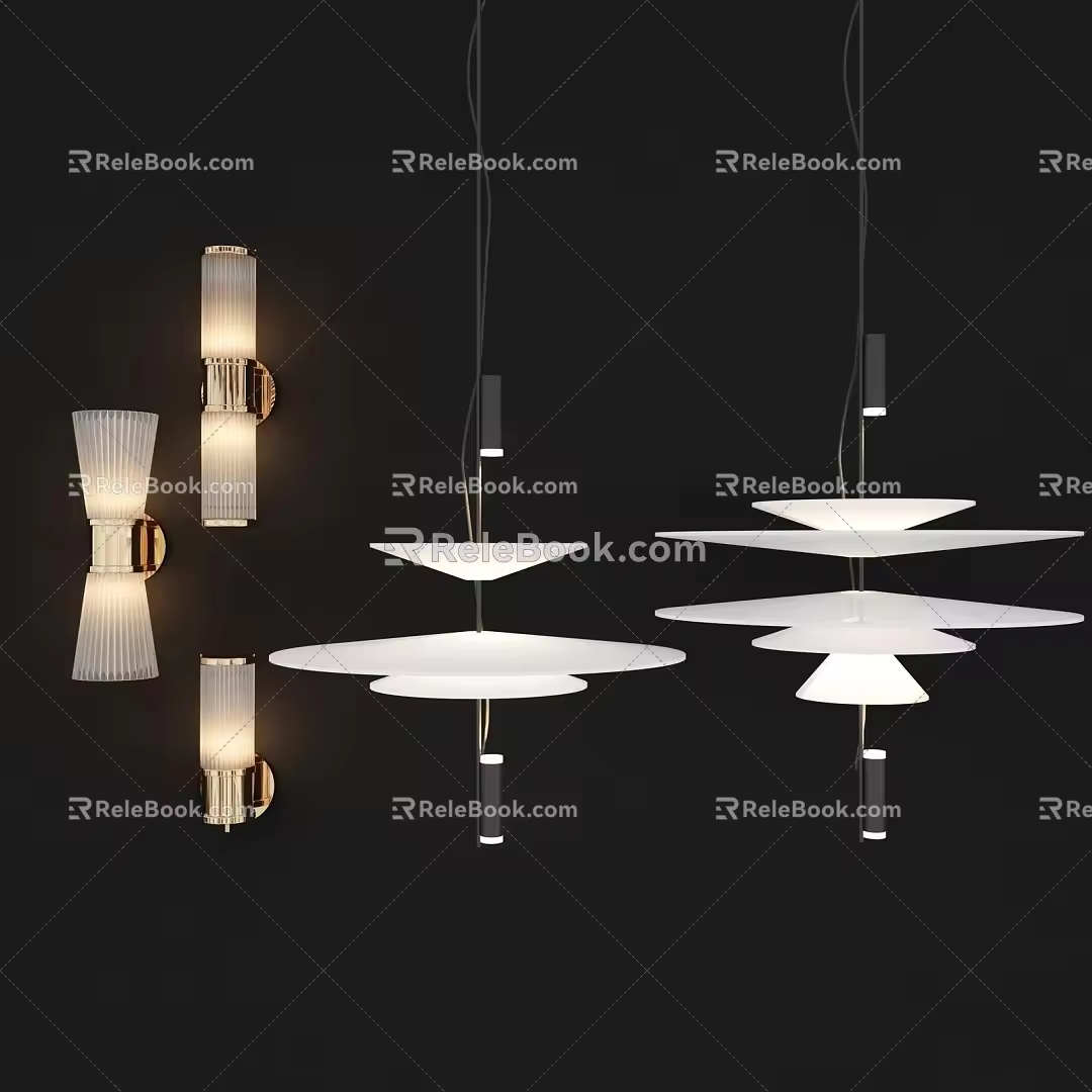 Modern lamp combination wall lamp chandelier combination 3d model