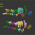 Collection of Various Animal Figurines Including Elephants Giraffes and Lions on Gray Background