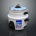 White Electric Rice Cooker With Silver Lid And Black Handles For Household Use