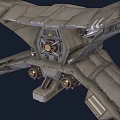 Futuristic Sci Fi Spacecraft With Detailed Exterior Metallic Structure Multiple Engines And Wings