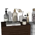 Stylish Bathroom Accessories With Hand Soap Dispensers Fragrance Diffusers Dried Flower Decor And Storage Jars