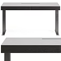 Modern Minimalist Desk with Wooden Top and Metal Legs for Home Office Use