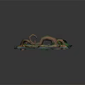 Cartoon Scene Of Round Platform With Blue Magical Pool Green Grass And Orange Vines