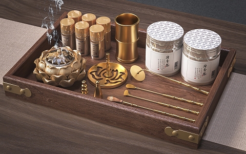 Incense way incense burner incense ware tea Zen supplies tea set brass incense seal tea Zen life Zen incense powder incense ash pressed ash 3d model