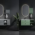 Modern Bathroom Cabinet with LED Mirror Gray Green Design Drawer and Open Shelf