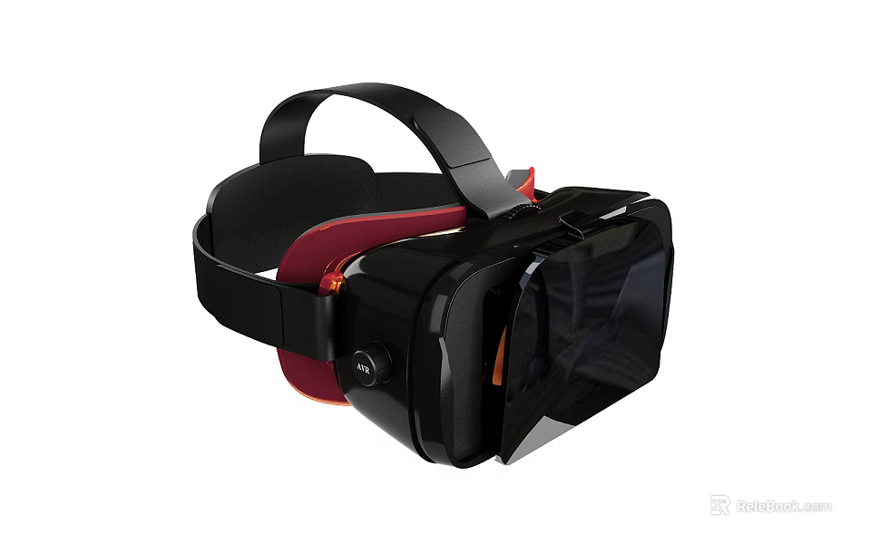 Sleek Modern VR Headset Design With Black Frame Red Accents And Straps 3d model 
