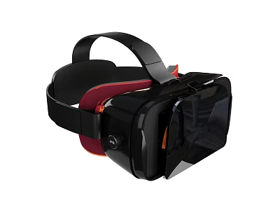 Sleek Modern VR Headset Design With Black Frame Red Accents And Straps 3d model
