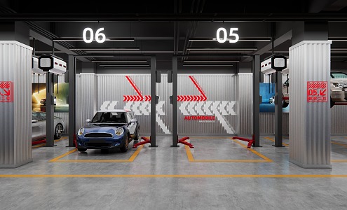 Industrial wind car 4S shop car repair workshop car exhibition hall 4s shop after-sales repair and maintenance 3d model