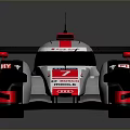 Audi Silver Red Racing Car With Aerodynamic Design And Rear Wing