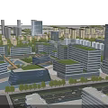 Urban Aerial Planning With Grid Roads Buildings Green Spaces And Meandering River