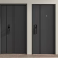 Modern Black Security Doors With Electronic Locks And Sleek Vertical Lines Design