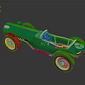 Blue Vintage Classic Race Car With Orange Wheels Open Top XX And Number 4 Design
