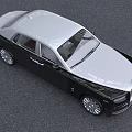 Luxury Rolls Royce Sedan Black Silver with Chrome Front Grille Iconic Emblem Green License Plate