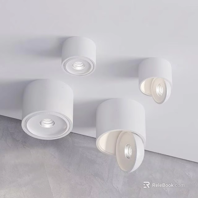 Modern White Downlights and Spotlights for Contemporary Home Interior Lighting Design 3d model 