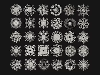 Various Decorative Ceiling Light Panels With Intricate Ornate Patterns And Styles 3d model