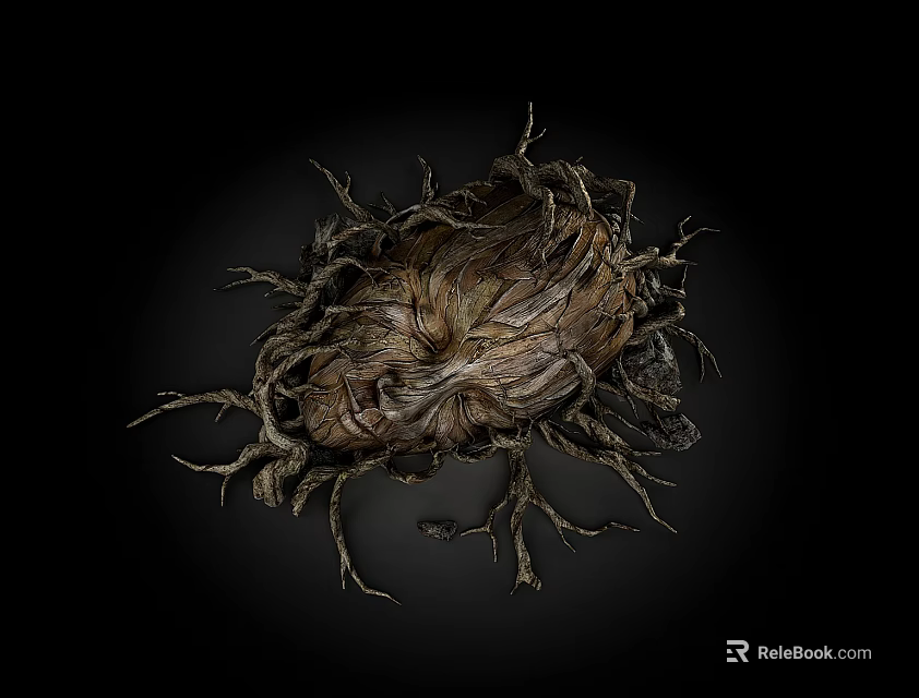 Tree House With Natural Root Structure And Rustic Wooden Design Elements 3d model 
