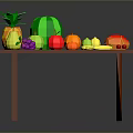 Colorful Assorted Fresh Fruits On Brown Wooden Table With Pineapple Watermelon Apple Banana And Grapes