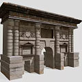 Classical Stone Architecture Structure With Archway Columns And Decorative Carvings 3d model