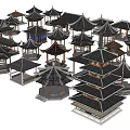 Chinese style pavilion hexagonal pavilion 3d model