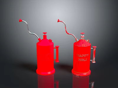 Red Happy Meal Containers With Curved Nozzles And Handles On Black Background 3d model
